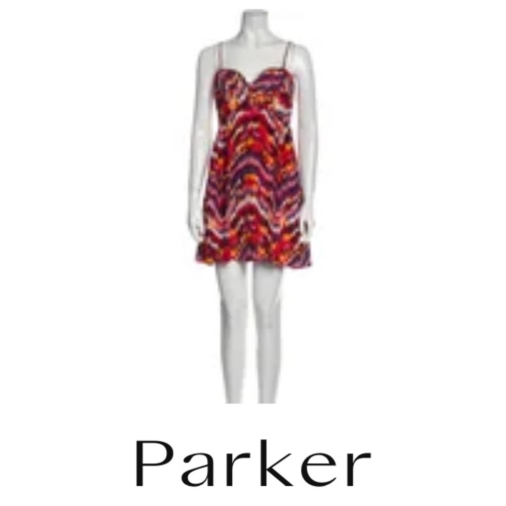 Parker Aztec Spaghetti Strap Silk Ikat Mini Dress Size Small